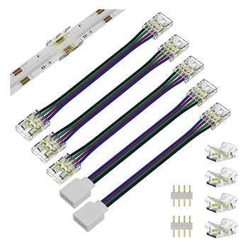 1 комплект светодиодной ленты Cob для светодиодных ламп COB RGB с 4-контактными удлинителями с двумя концами на 4 контакта, подключаемый удлинительный провод 5,5 дюйма