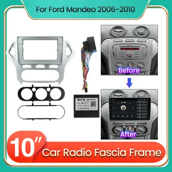 10-дюймовая рамка для автомобильного радиоприемника, адаптер, кабель питания для Ford Mondeo 2007-2010-2014, Комплект для установки аудиосистемы на Android