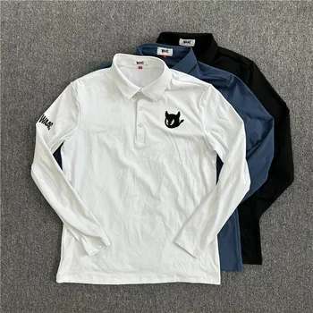 Мужские поло для гольфа Wacc с длинным рукавом, дышащая Осенне-зимняя мягкая Восковая Корейская одежда для гольфа, футболка