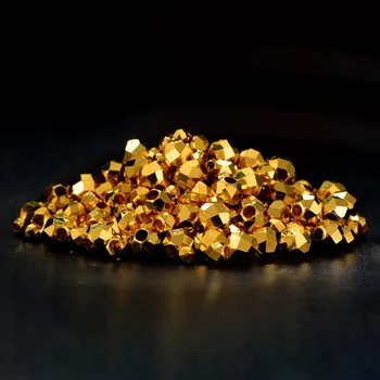 10ШТ Бусин из чистого желтого золота 24K 2-4 мм с лицевой стороны Блестящий кулон DIY Бусина
