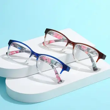 Зеркальные ножки с рисунком, Очки для чтения, очки в квадратной сверхлегкой оправе, очки против синевы при Пресбиопии, Очки для ухода за зрением