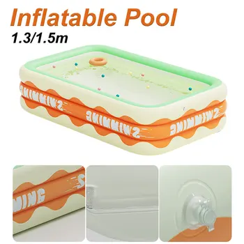 Надувной бассейн, складной детский бассейн, устойчивый к ультрафиолетовому излучению Прямоугольный бассейн из ПВХ, детская летняя водная игрушка для вечеринки у бассейна