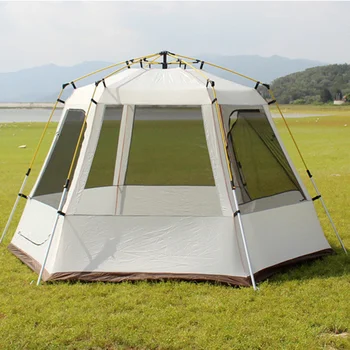 Автоматическая палатка для кемпинга, наружная водонепроницаемая шестиугольная большая палатка с защитой от ультрафиолета, простая мгновенная установка, Семейная палатка для вечеринок, Новое обновление