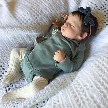 NPK 19-дюймовая Новорожденная Кукла Ручной Работы, Реалистичная Возрожденная Лулу, Спящая Мягкая На Ощупь Приятная Кукла с 3D Нарисованной Кожей, Видимыми Венами