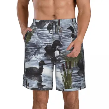 Мужские повседневные шорты для прогулок Loons Duck, пляжные брюки с завязками, Комфортные Шорты с плоской передней частью S