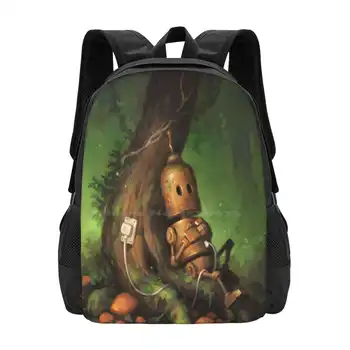 Заряжающийся рюкзак с 3D-принтом, студенческая сумка, роботы, мех, природа, дерево, заряжающийся, Одинокий, милый лес, Зеленый лес.