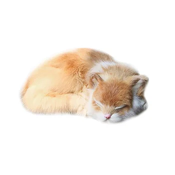 Плюшевая игрушка-имитация кошки, Милые аксессуары для волос из настоящих волос, реквизит для фотосъемки спящих животных, детский офис