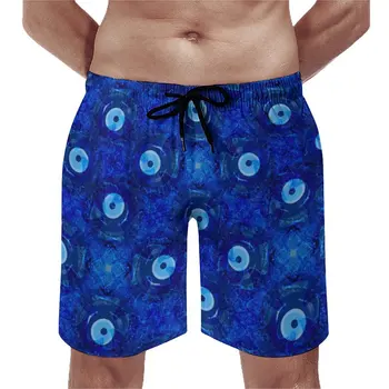 Пляжные шорты Blue Evil Eye, Ретро Плавки, Цифровое искусство, мужские быстросохнущие спортивные Модные пляжные короткие штаны больших размеров