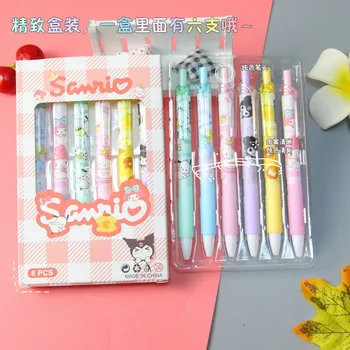 6шт. мультяшных персонажей Sanrio, Милой гелевой ручки Kuromi, гелевых чернил, канцелярских принадлежностей Оптом