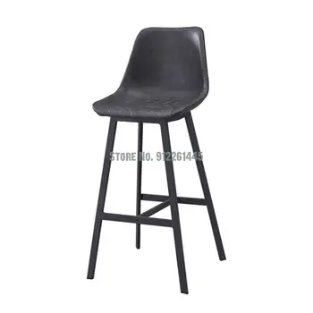 Барный стул Nordic iron в стиле ретро с мягкой сумкой, барный стул для студии, высокий стул, промышленный стул со спинкой, бытовой барный стул