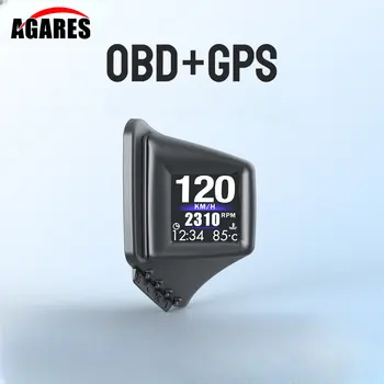 Головной дисплей A401 HUD, двойная система OBD + GPS, умный датчик, Секундомер для вождения, Спидометр, Одометр, цифровой измеритель, сигнализация