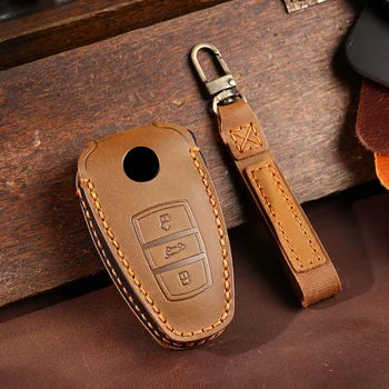 Кожаный чехол для ключей от автомобиля Crazy Horse, сумка-брелок для Volkswagen Passat VW New Magotan B8 B7 330, Брелок-протектор, держатель для брелка
