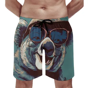 Пляжные шорты Koala Летние пляжные шорты для смеющегося бега, мужские быстросохнущие пляжные плавки забавного дизайна больших размеров