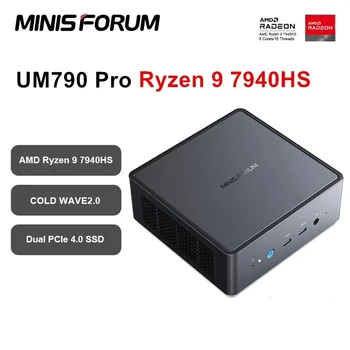 Мини-ПК MINISFORUM UM790 Pro AMD Ryzen 9 7940HS 2* DDR5 5600 МГц Cold Wave 2.0 2* PCIE4.0 WiFi 6E Window 11 Мини-игровой компьютер