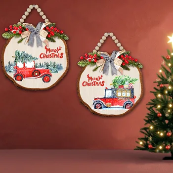 Рождественский деревянный Подвесной дверной знак, Орнамент С Новым Годом, Рождественский кулон для украшения рождественской елки, Дверной Подвесной орнамент