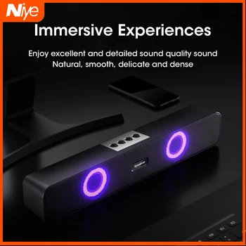 2023 Niye Новый E91 Ослепительный Свет Bluetooth Динамик Большой Громкости Стерео Объемного Звучания Мультимедиа Bluetooth 5.1 Настольный Аудио Сабвуфер