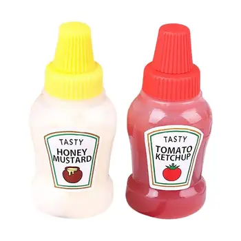 Мини-бутылка для кетчупа 2 шт25 мл Контейнеры для выжимания Кетчупа Портативные Банки для заправки салатов и приправ для детей и взрослых Ланч-бокс
