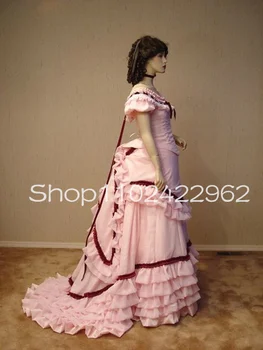 Винтажные Розовые платья для выпускного вечера в викторианском стиле с оборками, Сказочная юбка с рюшами, бальное платье Earlybustle, Вечерние платья Belle.