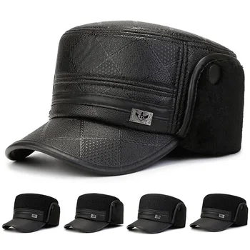 Классическая шляпа для папы, регулируемая уличная шляпа с черепом для мужчин среднего возраста, плоский цилиндр с утиным язычком, зимняя теплая кепка