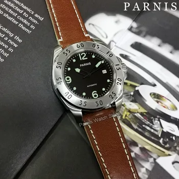 Parnis 43 мм Miyota 21 Jewels Автоматические мужские механические наручные часы с сапфировым стеклом Date Vision