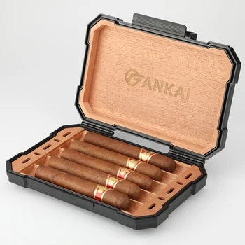 Коробка-хьюмидор для сигар из кедрового дерева, дорожный портсигар с двойным увлажнителем, ABS-Хьюмидоры Capcity на 5 сигар