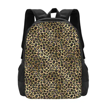 Рюкзак с принтом в виде леопардовых пятен, подростковые черно-золотые мягкие рюкзаки, забавные школьные сумки из полиэстера, Велосипедный рюкзак на заказ