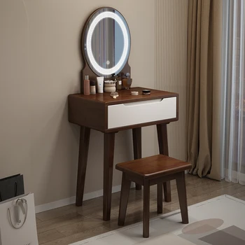 Парикмахерское освещение, Органайзеры для туалетного столика, Зеркальный стул, туалетный столик, многофункциональный столик для макияжа Meja Rias