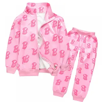2023, Новая детская куртка для Барби, 2 предмета, брюки, костюмы, Аниме, модные осенние пальто на молнии для мальчиков и девочек, спортивные брюки