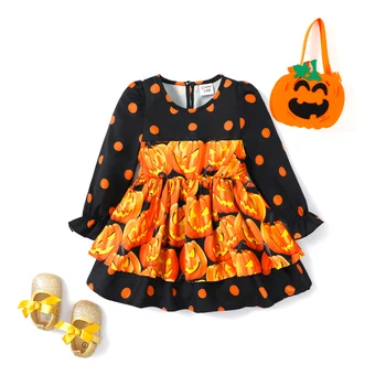 Комплект детского платья PatPat для девочки на Хэллоуин с длинным рукавом