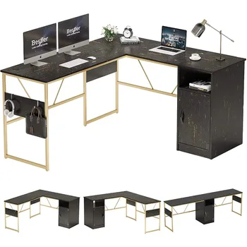95,2 дюйма, L-образный компьютерный стол со шкафом для хранения, Угловой стол, стол для домашнего офиса