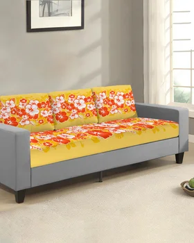 Гавайский Тропический цветок Желтый Чехол для подушки сиденья дивана Протектор дивана Растягивающийся Моющийся Съемный чехол для дивана Эластичные чехлы