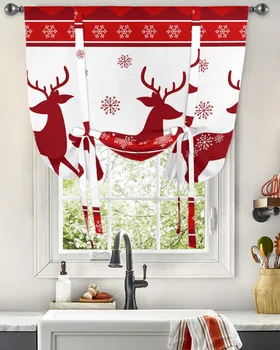Рождественские занавески со снежинками с оленями для гостиной Спальни Современная занавеска на окно Кухни Короткая занавеска