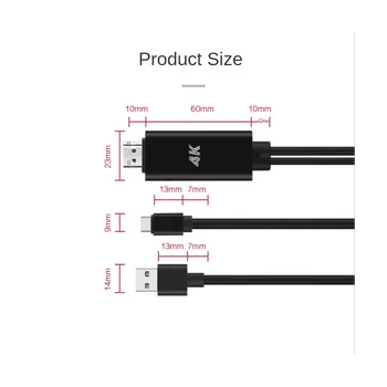 2 в 1 USB C 3.1 Type-C-HDMI-совместимый кабель-адаптер 4K 30 Гц с питанием от USB для телефона, подключенного к телевизору-проектору