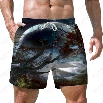 Летние Новые мужские шорты, пляжные брюки, 3D принт 