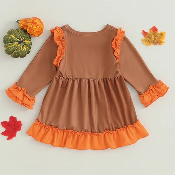 RUIBBWAN/ платье на Хэллоуин для маленьких девочек с буквенным принтом летучей мыши и тыквы, многослойное тюлевое платье с длинными рукавами, весна-осень, повседневная вечеринка