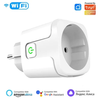 20A EU Smart Plug Tuya Wifi Удаленная Розетка Питания С Функцией Контроля Энергопотребления Голосовое Управление Для Alexa Yandex Alice Google Home