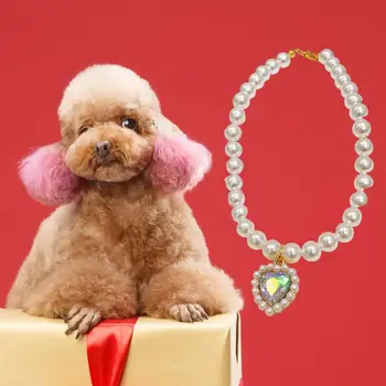 Ожерелье с подвесками для домашних животных Love Heart, колье из искусственного хрусталя, Кошка, Маленькая Собачка, Щенок, ожерелье с подвеской