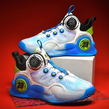 Новая детская брендовая баскетбольная обувь Дышащая и удобная детская спортивная обувь Модные уличные баскетбольные туфли для мальчиков