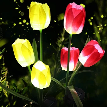 Наружные солнечные садовые фонари, водонепроницаемые цветочные фонари-тюльпаны на солнечных батареях, солнечные фонари на столбах для декора сада, заднего двора, коридора