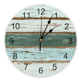 Винтажные настенные часы с градиентом древесины фермерского сарая, Бесшумные Цифровые часы для украшения дома, спальни, кухни, Подвесные часы