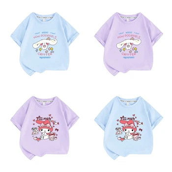 Новые детские хлопковые футболки Kawaii Sanriod Cinnamoroll с милым аниме 