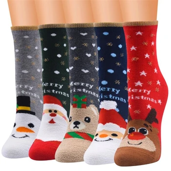 Зимние женские Рождественские носки, креативные подарки Санта-Клауса, снежного Лося, с Новым годом, модные осенние женские носки