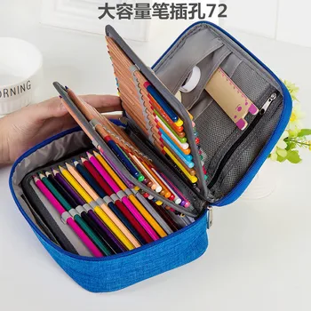 Водонепроницаемая сумка для ручек 72 цвета, 120 отверстий, большая вместительная съемная сумка для рисования карандашом, канцелярская коробка