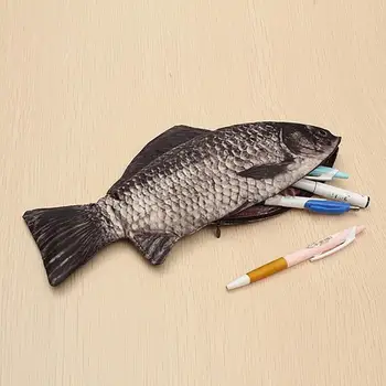 Пенал в форме рыбы, переносной пенал для карандашей, имитирующий карася, сумка для ручек, пылезащитный портативный карандаш для мальчиков