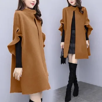 Новые осенне-зимние шерстяные пальто женские длинные темпераментные однотонные шерстяные пальто в британском стиле для женщин