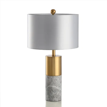 Простая американская Высококачественная настольная лампа из серого Мрамора, Покрытая Медью, Вилла, Гостиная, Спальня, Прикроватная лампа
