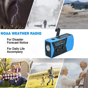 2000mAh Аварийное Радио AM FM NOAA Портативное Аварийное Радио Handcrank Solar Power Bank Ручное Аварийное Радио для Мобильного Телефона