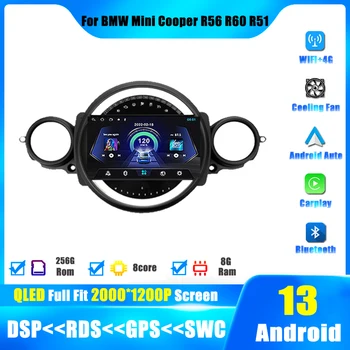 Автомобильный плеер Android 13 для BMW Mini Cooper R56 R60 R51 2006-2014 Мультимедийная интеллектуальная система беспроводной навигации Carplay