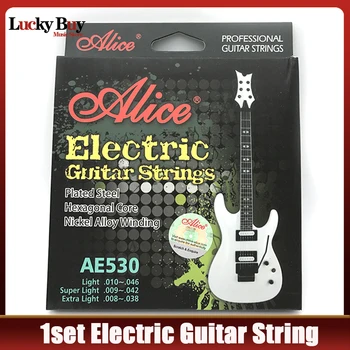 Оригинальные струны для электрогитары ALICE AE530 1-6-го света, Сверхлегкие, Сверхлегкий Никелевый сплав, полный комплект с шестигранным сердечником