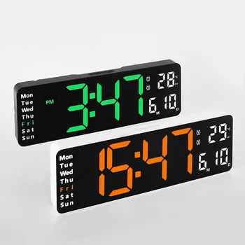 Большие цифровые настенные часы, настенные двойные будильники, отображение температуры, даты, недели, настольные часы, светодиодные часы, акриловые светодиодные часы с дистанционным управлением